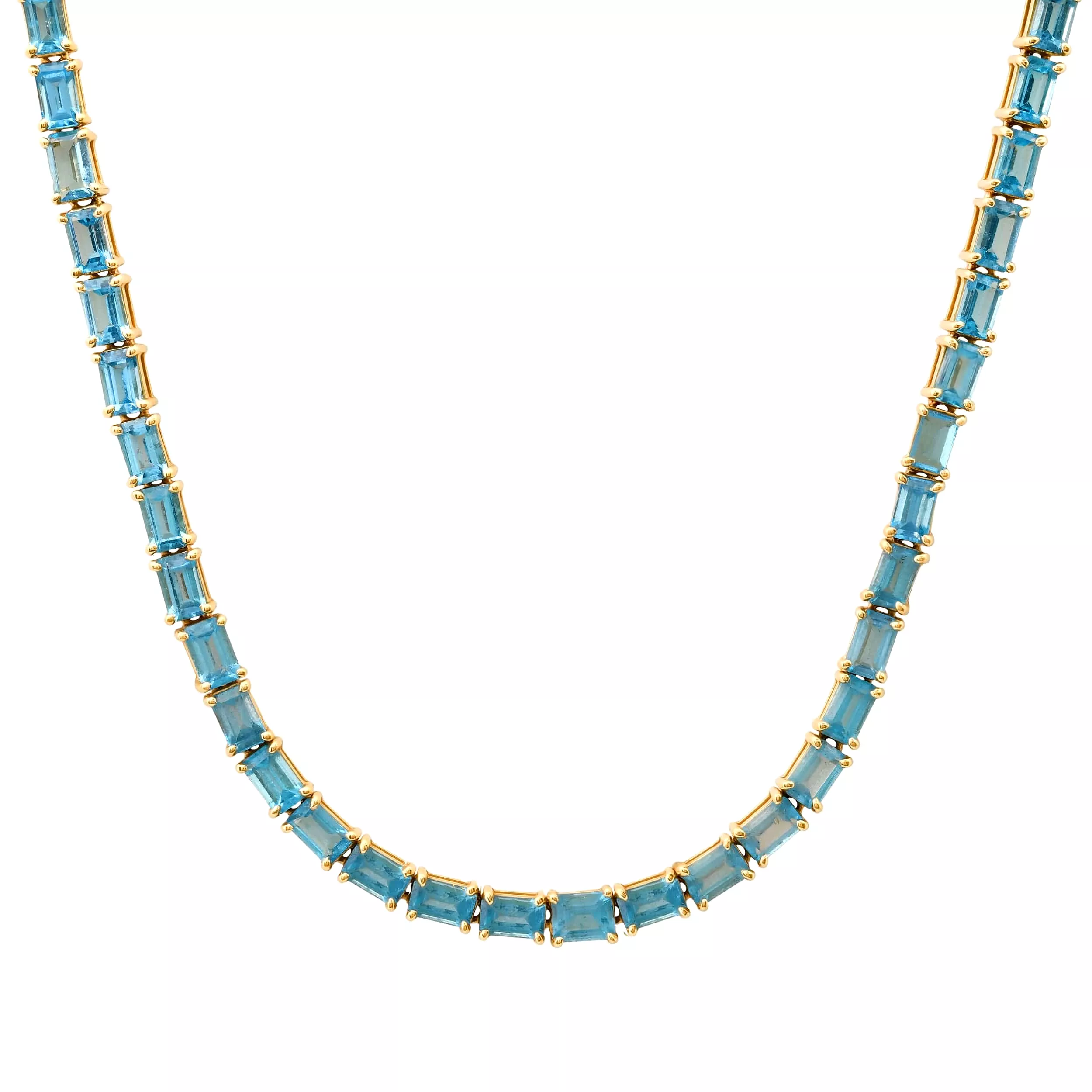 14K & 18K Gold East West Blue Topaz Necklace