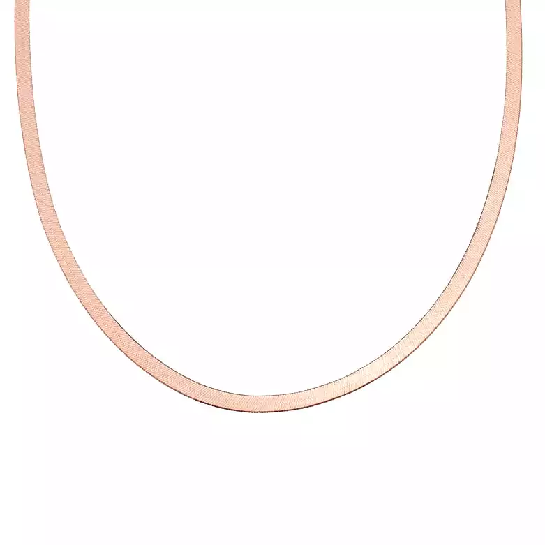 14K & 18K Gold Herringbone Chain Necklace 5mm