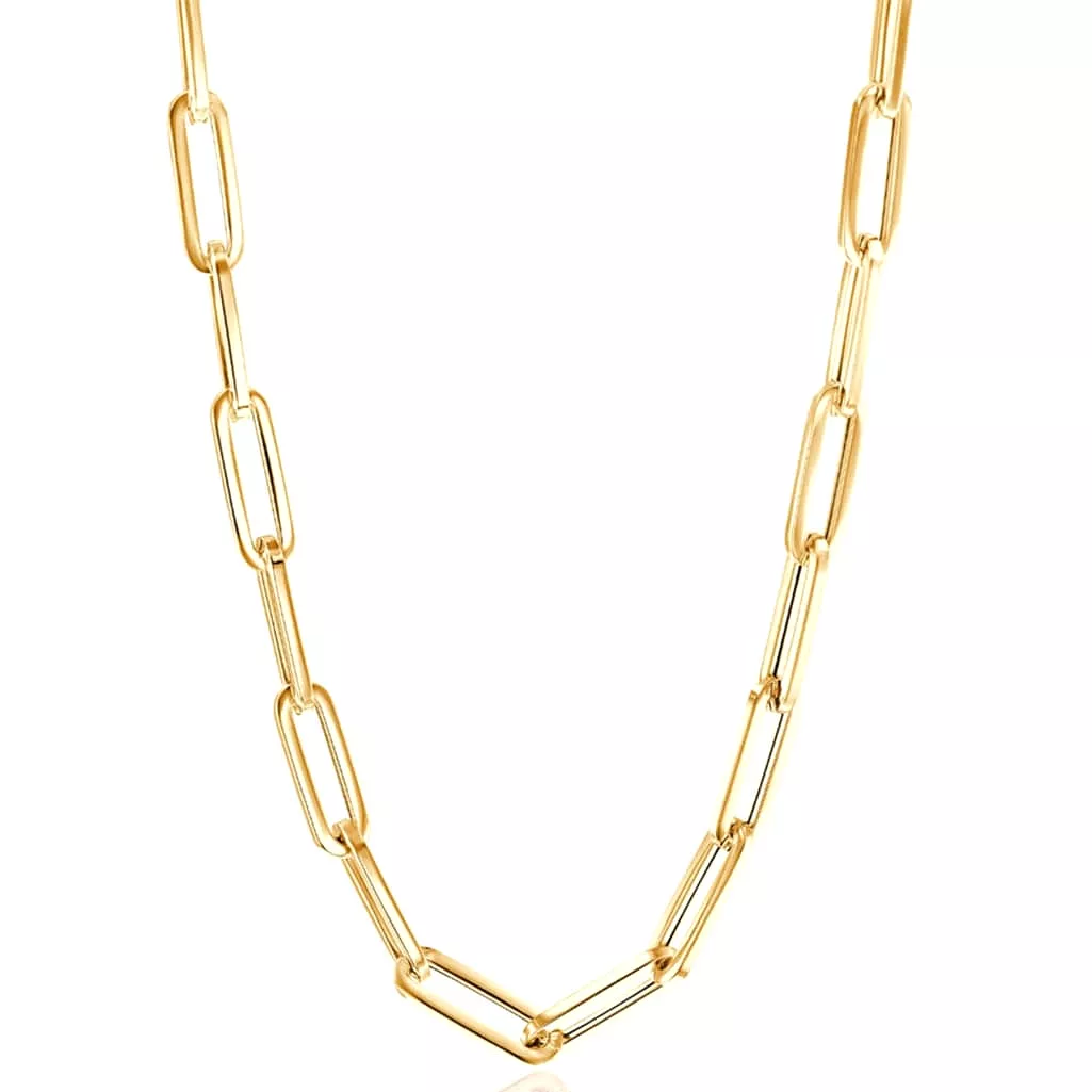 14K Gold Large Gold Paper Clip Necklace 4.2mm