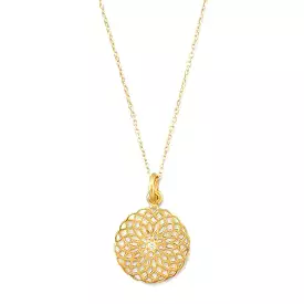 14K Gold Ornate Spiral Design Cut Out Pendant Necklace