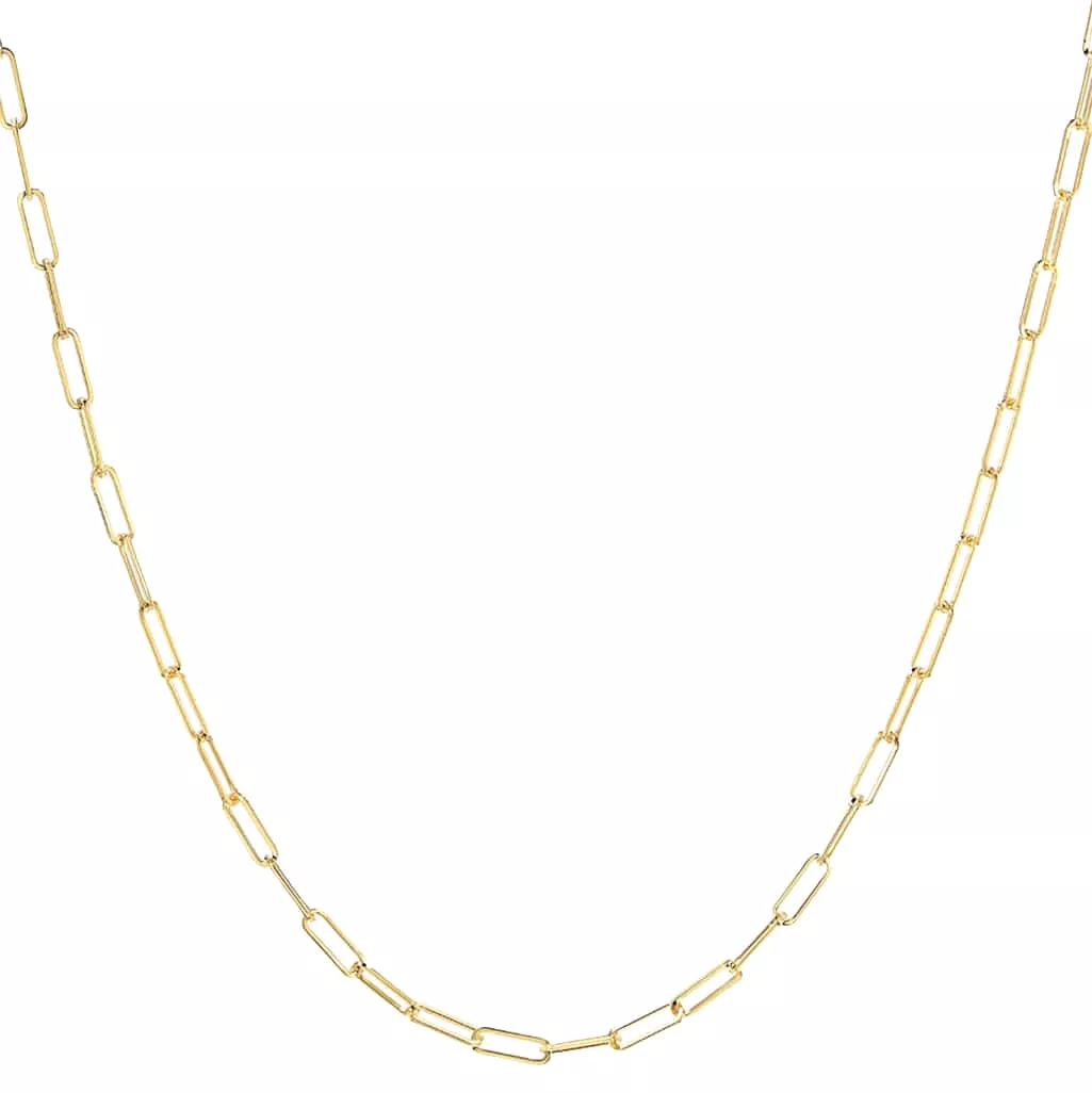 14K Gold Small Paper Clip Necklace 2.0mm