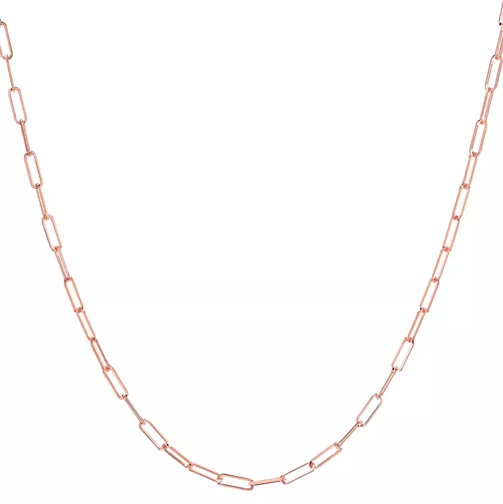 14K Gold Small Paper Clip Necklace 2.0mm