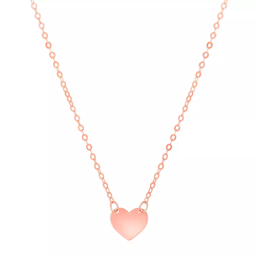 14k Rose Gold Polished Mini Heart Necklace