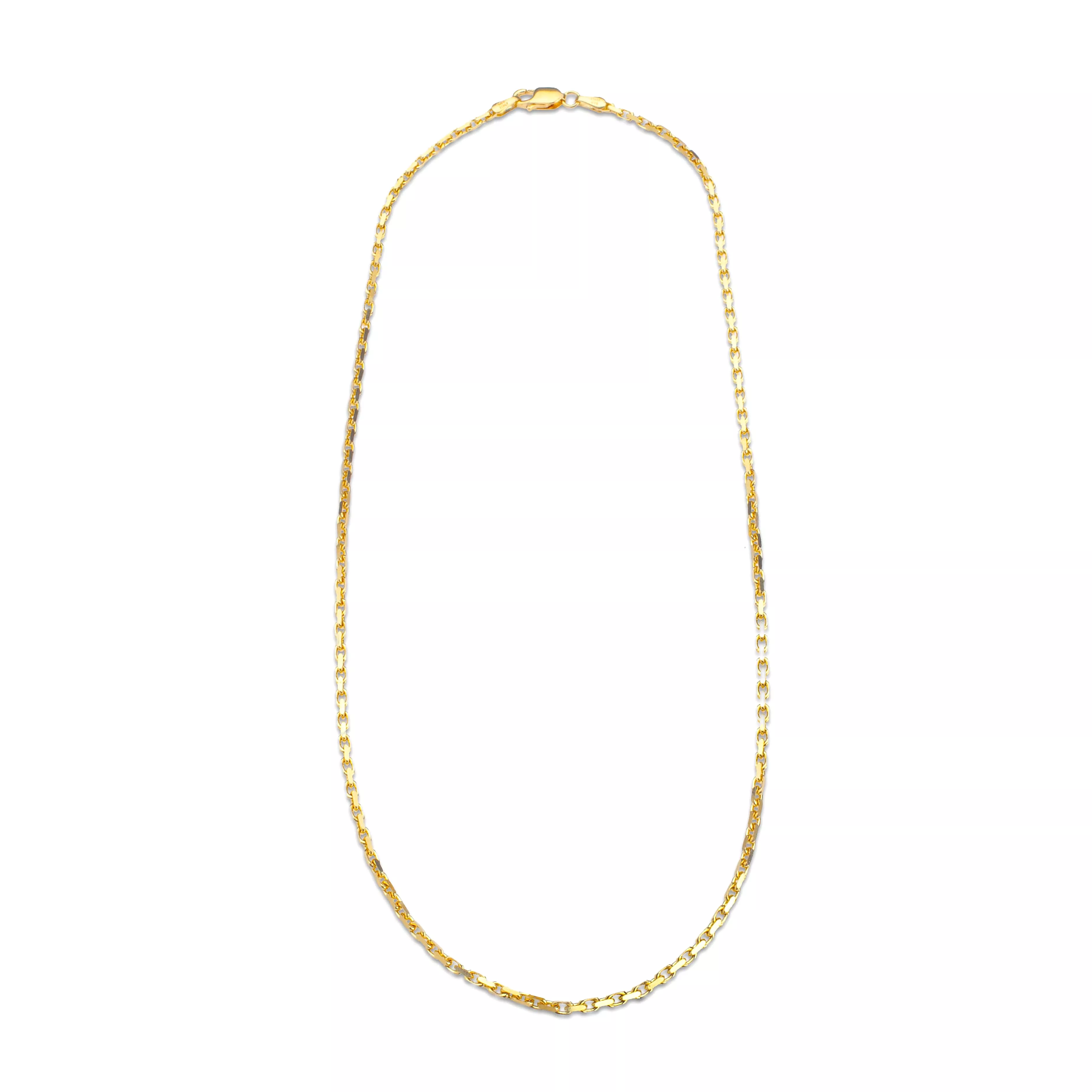 14K Solid Small Box Link Chain Necklace 2mm