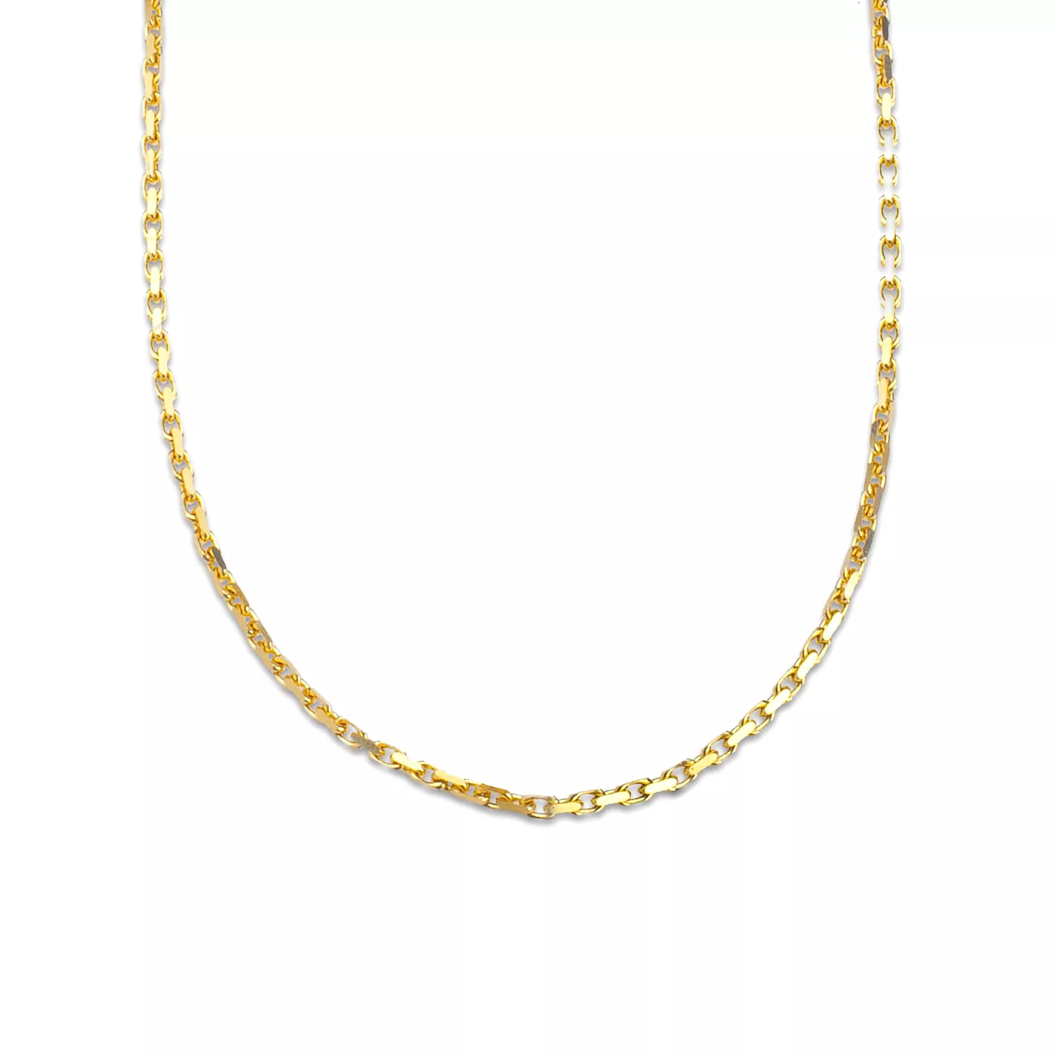 14K Solid Small Box Link Chain Necklace 2mm