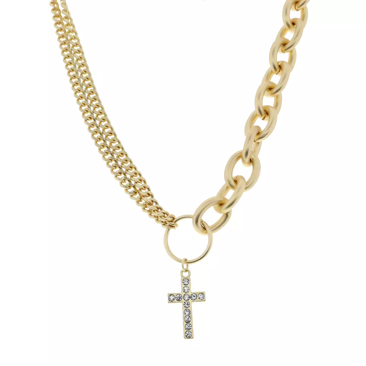 16 CRYSTAL CROSS NECKLACE, 3 EXT.