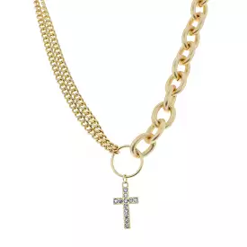 16 CRYSTAL CROSS NECKLACE, 3 EXT.