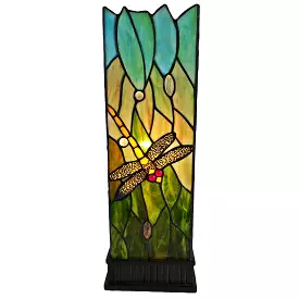 18 Tiffany Style Dragonfly Dark Brown Base Table Lamp