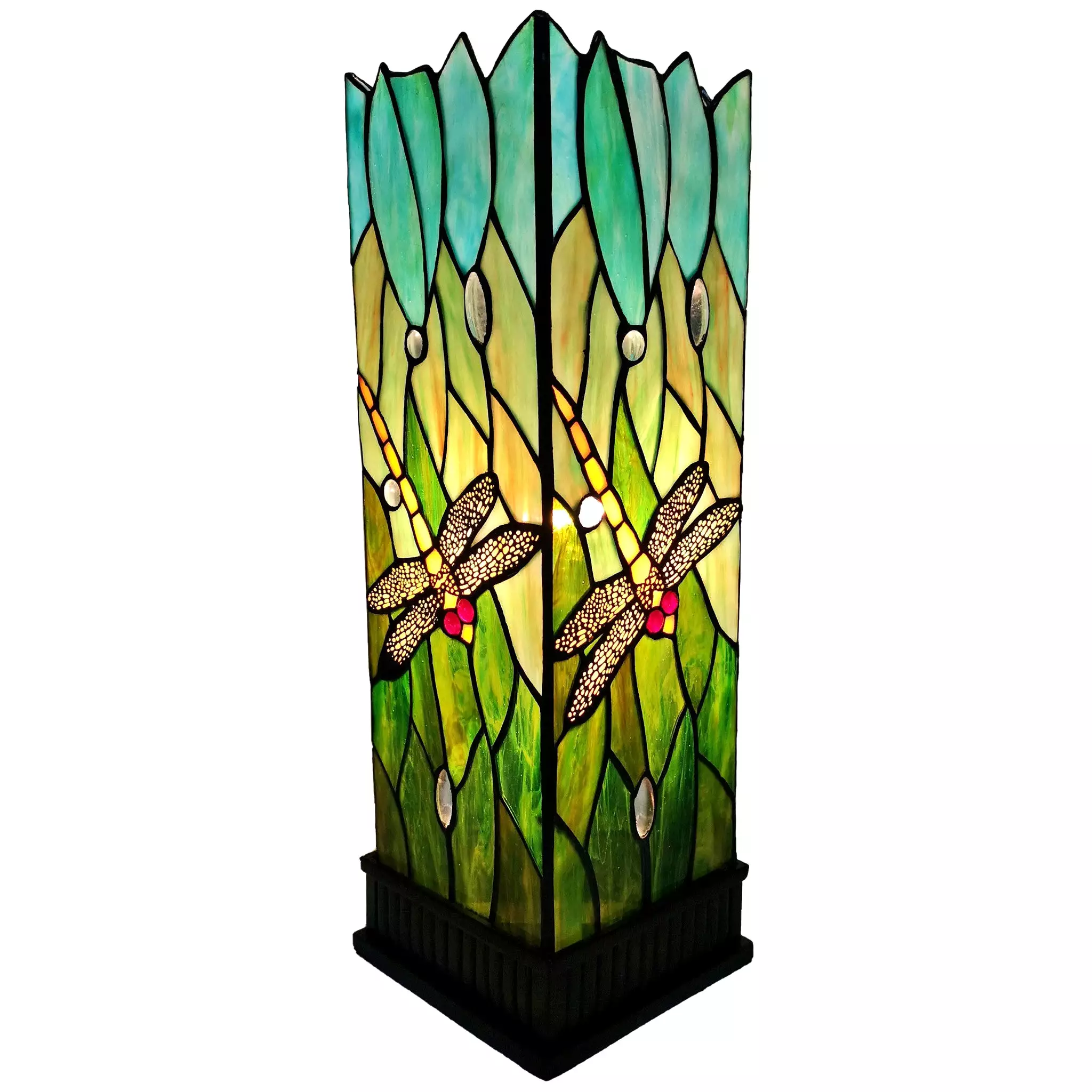 18 Tiffany Style Dragonfly Dark Brown Base Table Lamp