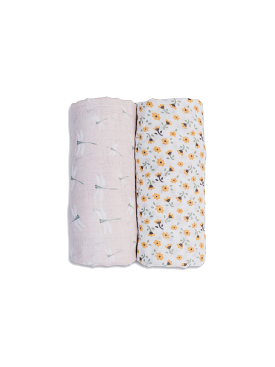 2pk Floral/Dragonfly Swaddles