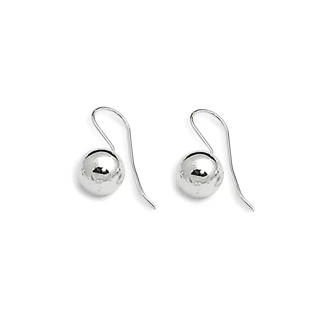 A Von Treskow Ball 10mm Hook Sterling Silver Earrings