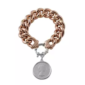 A Von Treskow Rose Gold Plated Big Mama Bracelet with sterling silver bolt