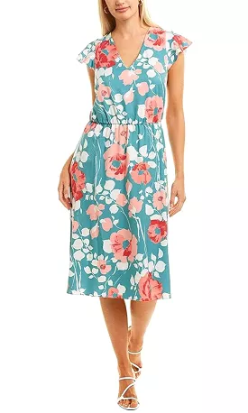 Adrianna Papell AP1D104148 - Floral Cap Sleeved Midi Dress