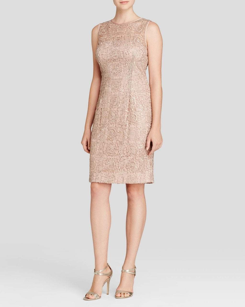 Adrianna Papell - Sleeveless Illusion Lace Cocktail Dress 41889120