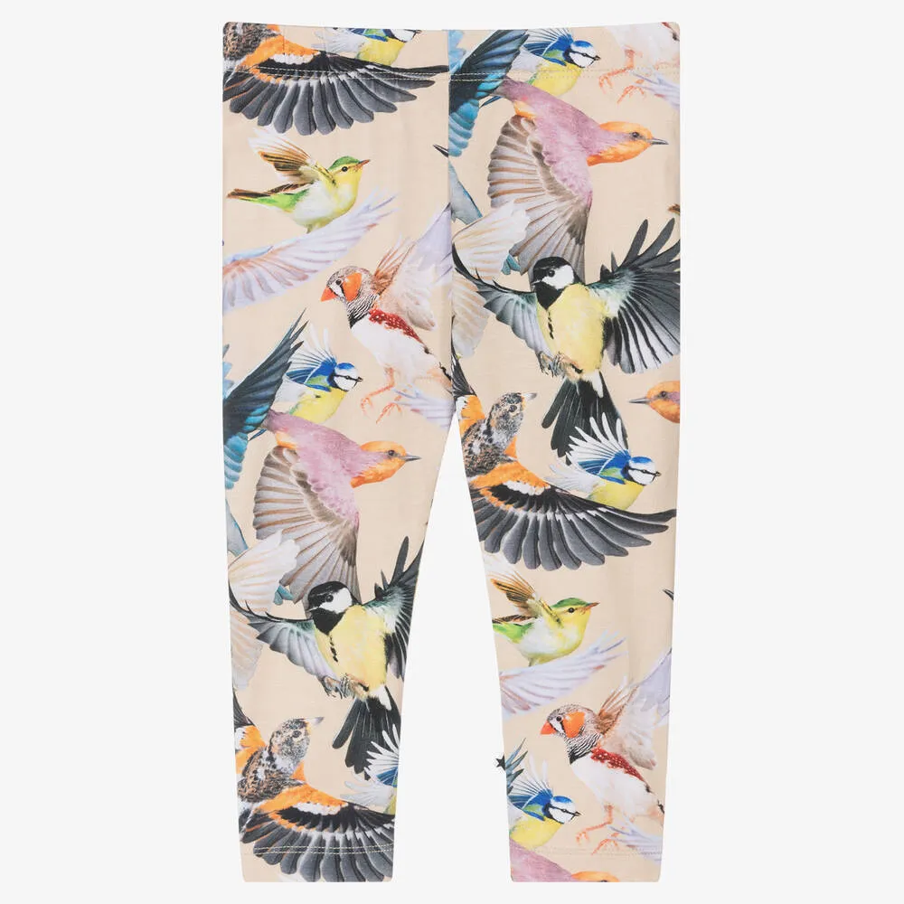 Baby Girls Beige Bird Leggings