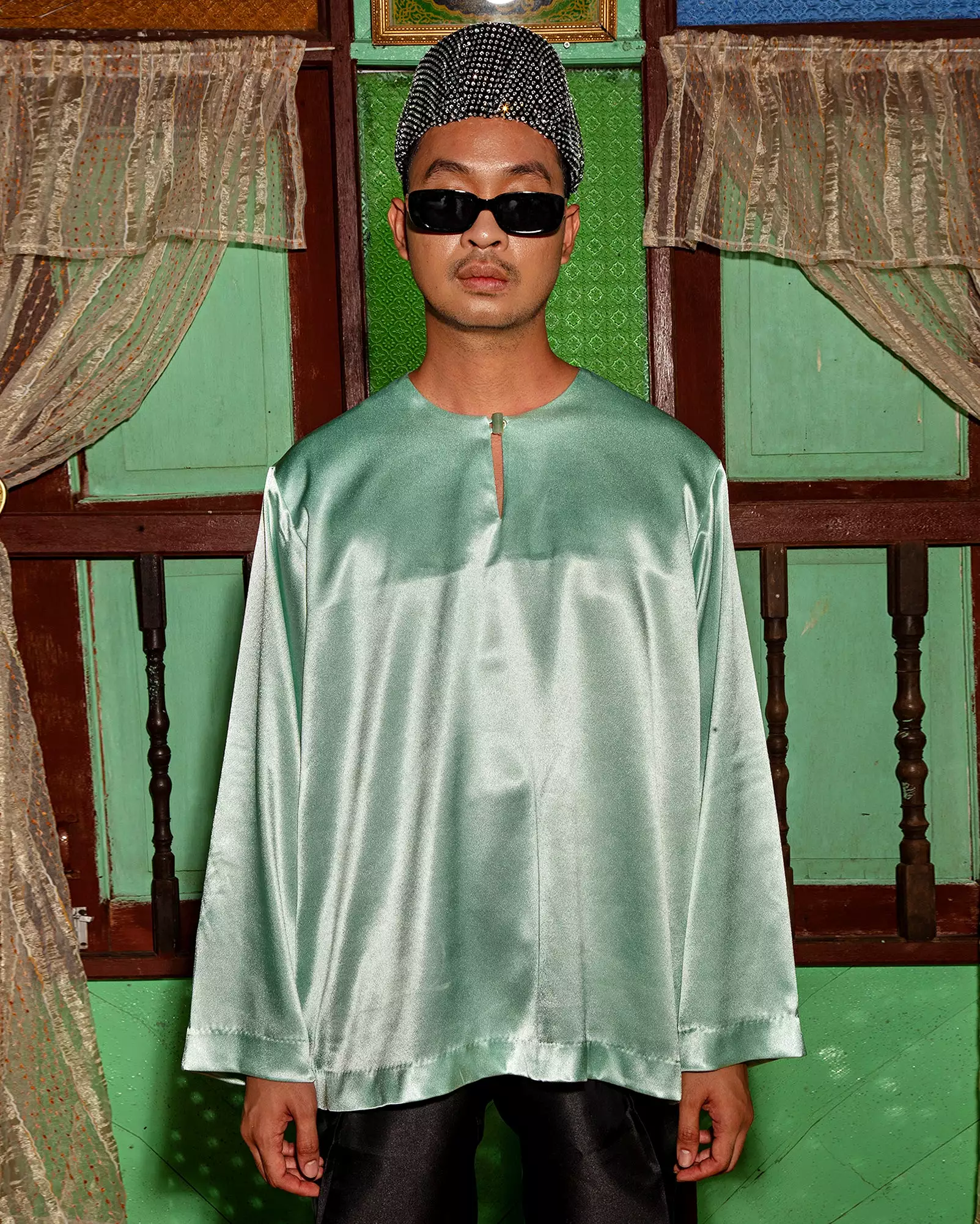 Baju Satin Batu Aventurine (Mint)