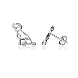 Beagle Silhouette Post Earrings - Silver