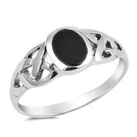 Black Onyx and Sterling Silver Oval Ring