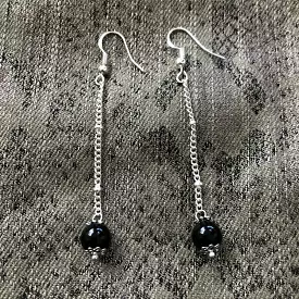 Black Onyx Long Dangle Earrings