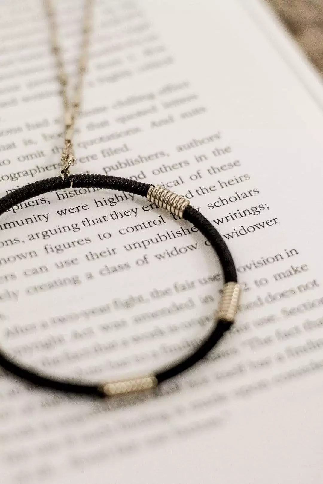 Black Threaded Hoop Necklace