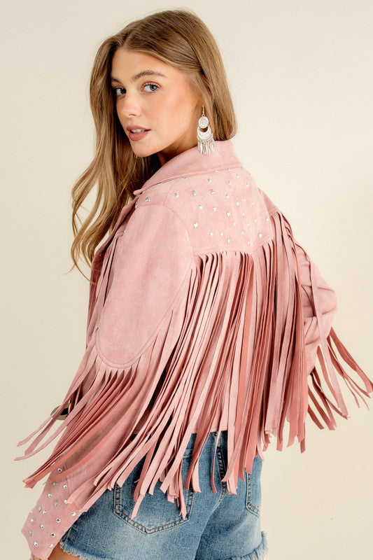 Blue B | Studded Fringe Open Western Jacket