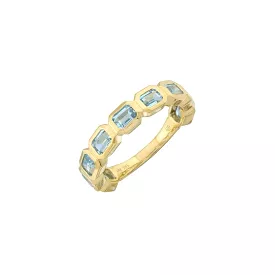 Blue Topaz Bezel Sideways Set Eternity Ring