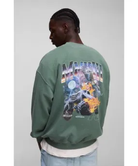 boohooMAN Mens Oversized Washed Titan Truck Graphic Sweatshirt