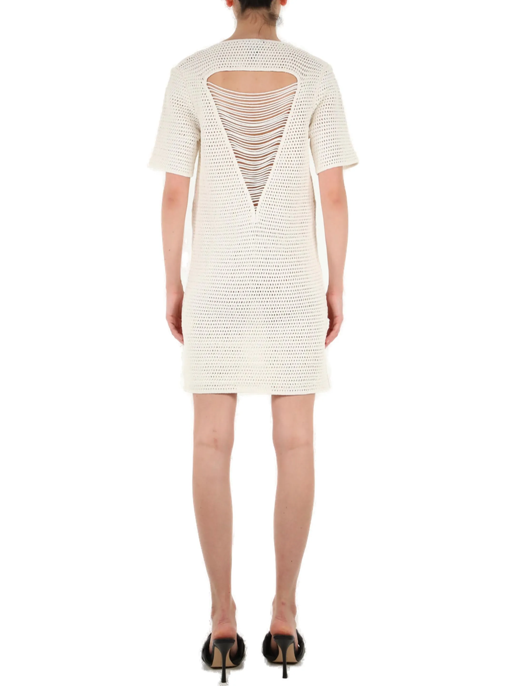 Bottega Veneta Short Sleeved Cut-Out Mini Dress