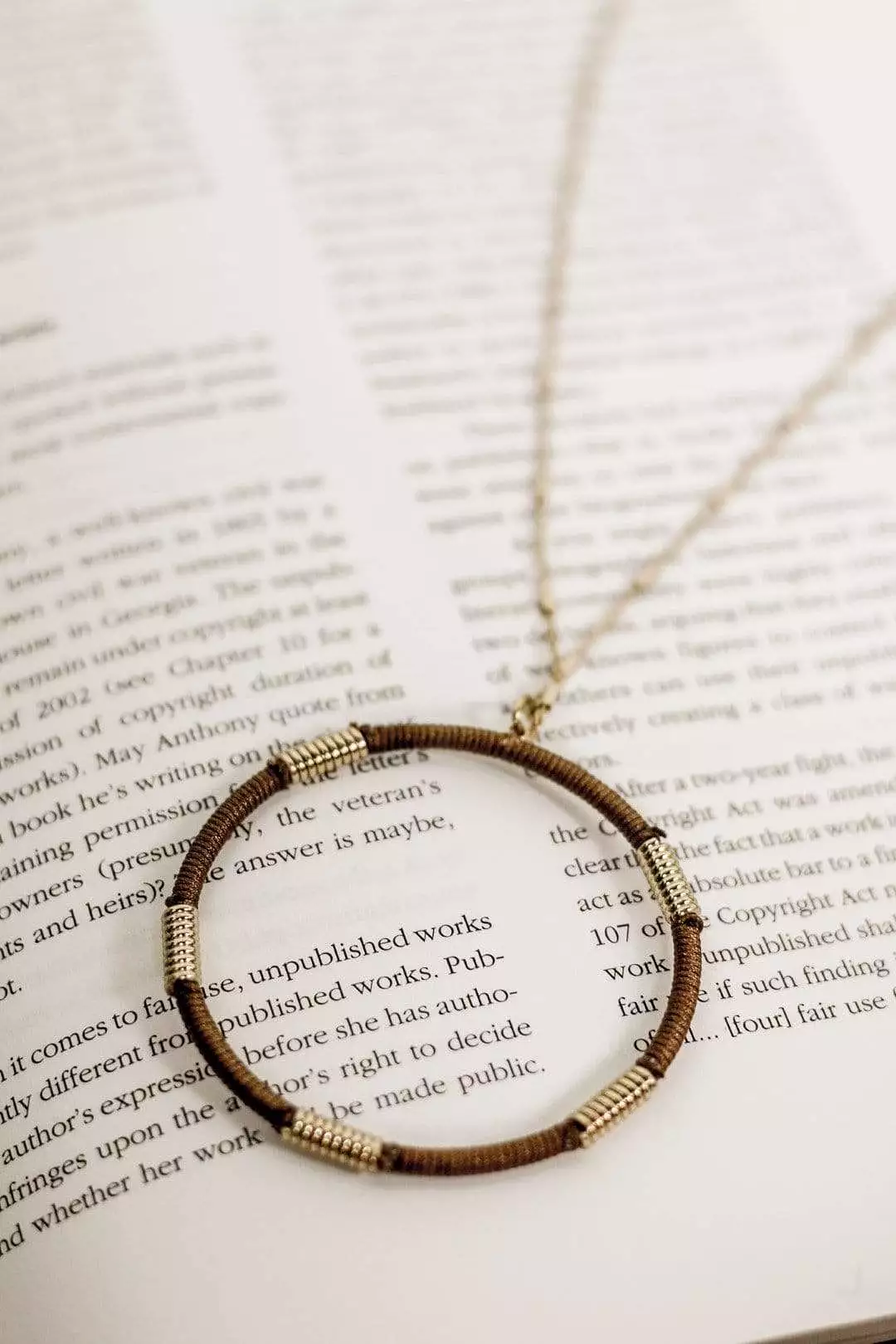 Bronze Threaded Hoop Necklace