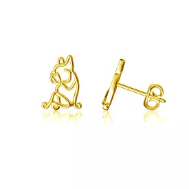 Bulldog Silhouette Post Earrings - Gold Plated