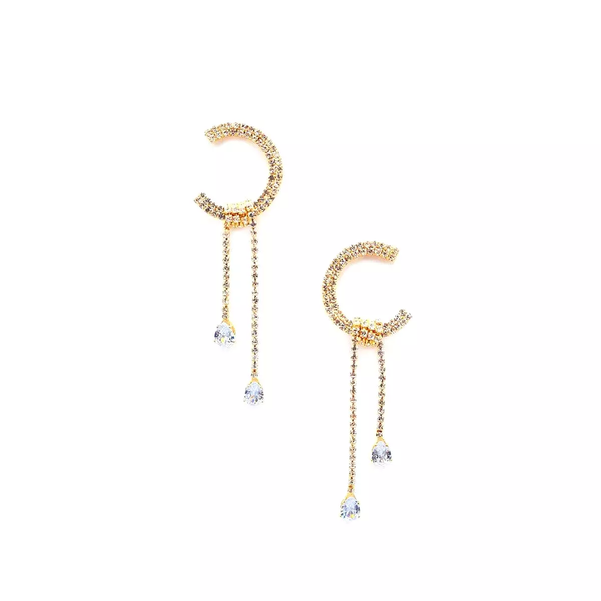 C Shape Rhinestone Dangle Earrng