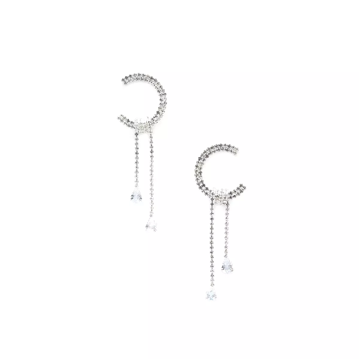 C Shape Rhinestone Dangle Earrng