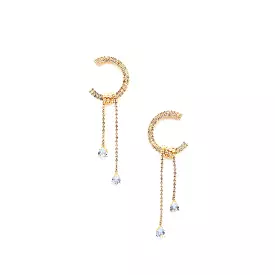 C Shape Rhinestone Dangle Earrng