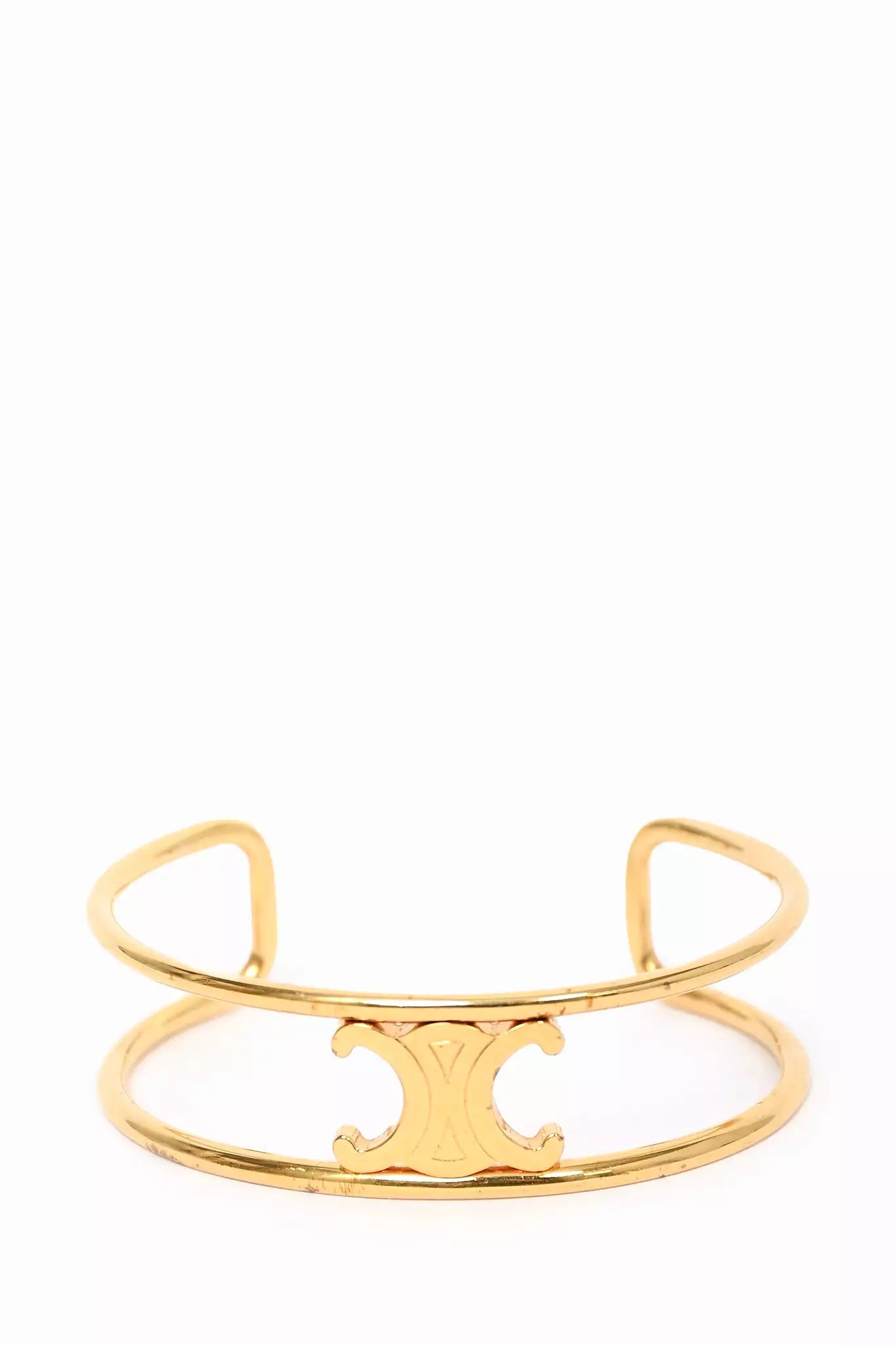 Celine Gold Toned Triomphe Cuff Bracelet Size C1