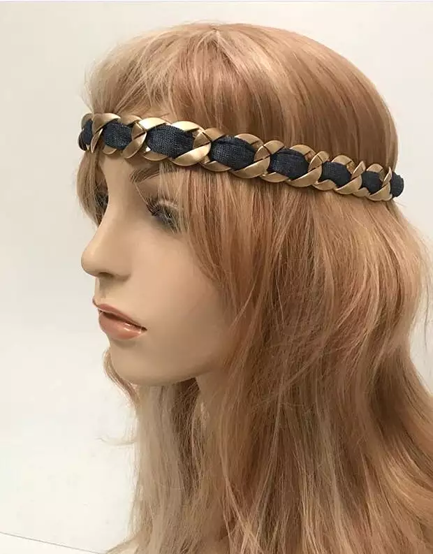 Chanel 08C 2008 Cruise Denim Gold Chain Headband/Necklace/Bracelet