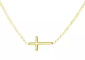 Cherished Moments 14K Gold-Plated Children's Horizontal Cross Necklace