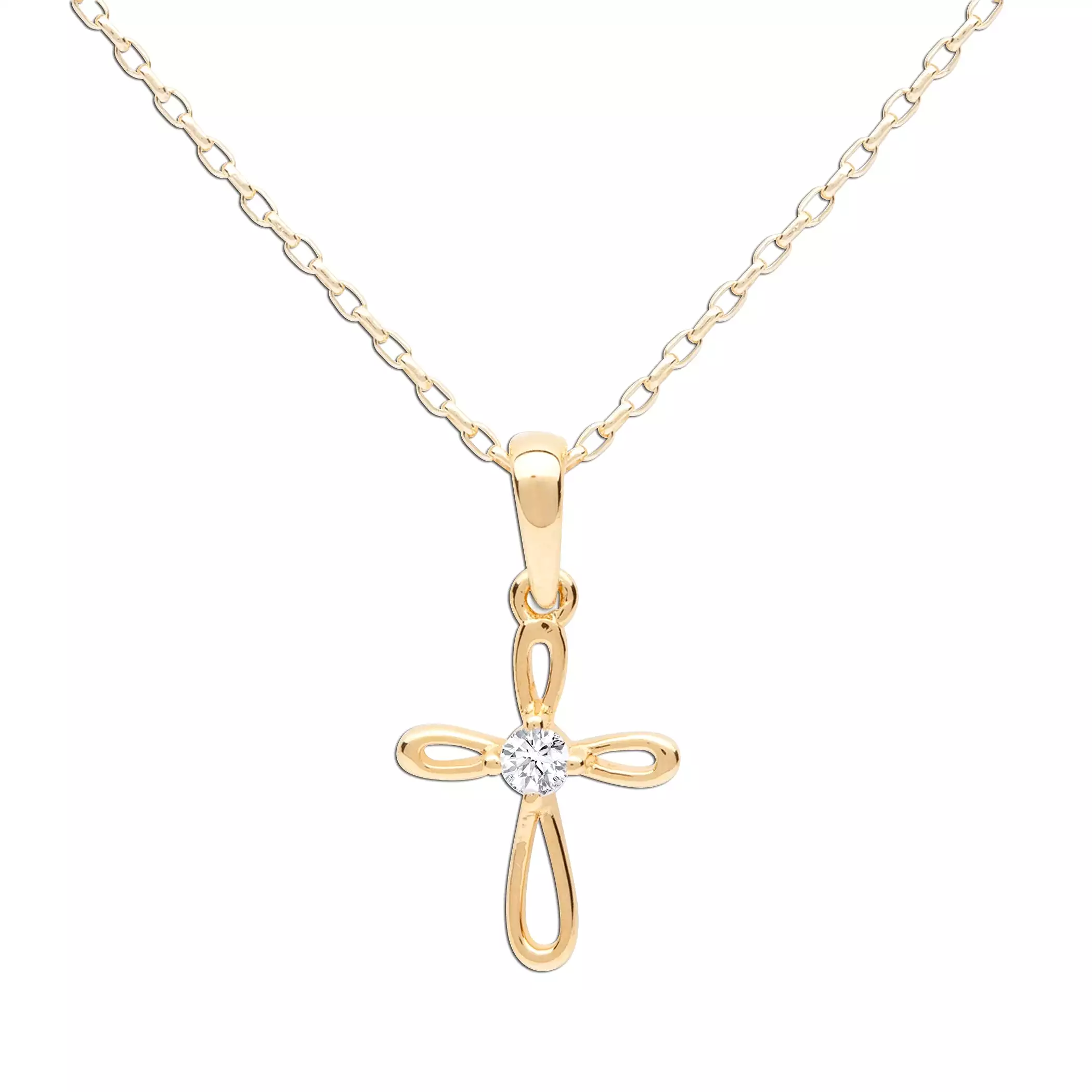 Cherished Moments 14K Gold-Plated Children's Infinity Cross Necklace