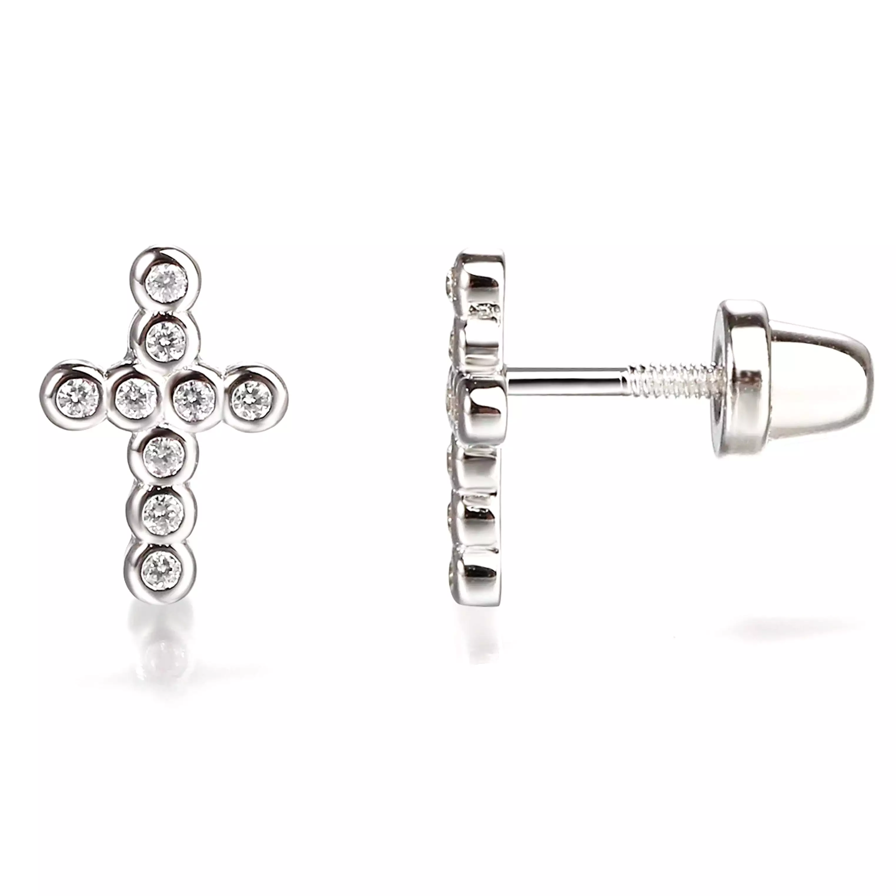 Cherished Moments - Sterling Silver Cz Cross Earrings