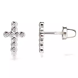 Cherished Moments - Sterling Silver Cz Cross Earrings