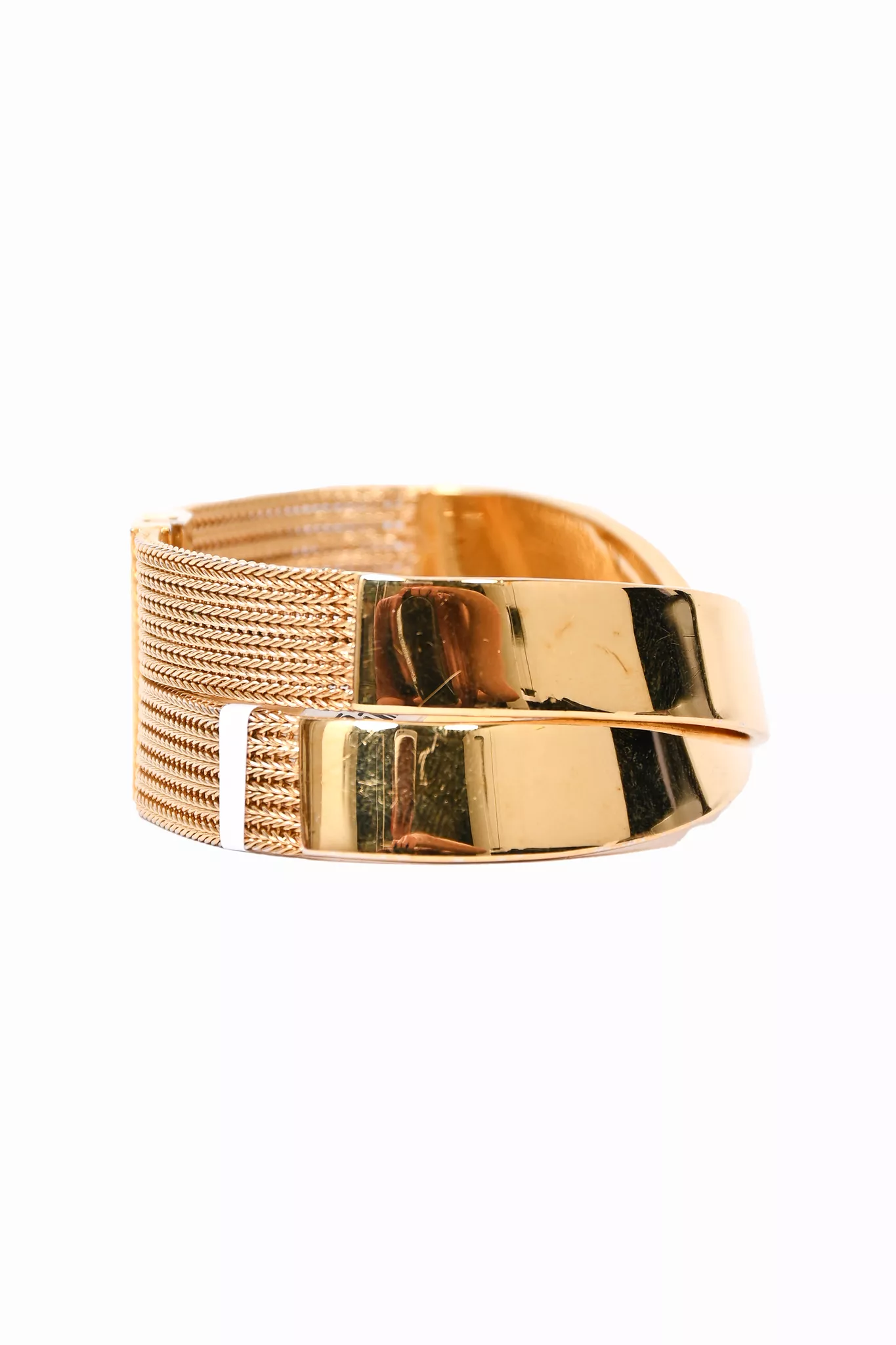 Christian Dior Gold Tone Logo Wave Cuff Bracelet