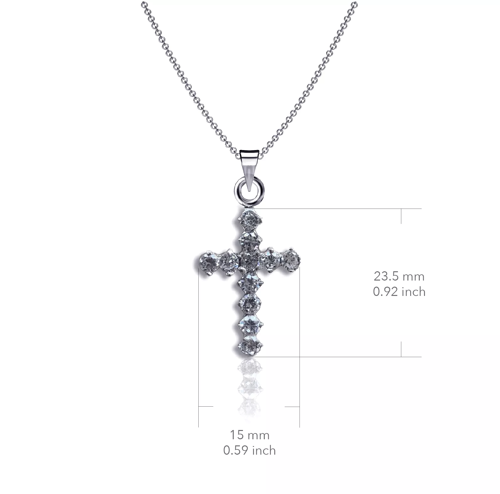 Crystal Cross Necklace - Silver