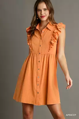 Different Views Button Down Dress  Apricot