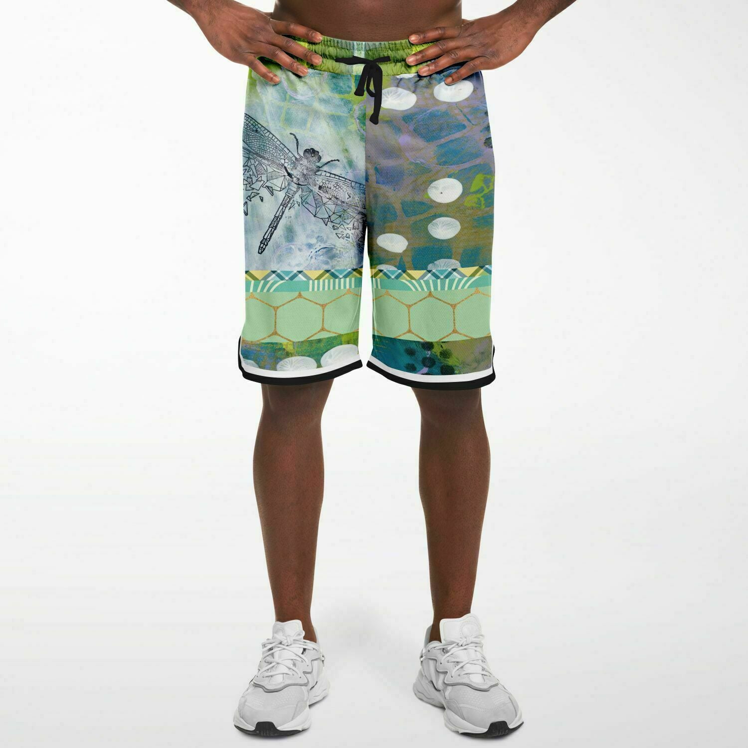 Dragonfly Abstract Print Basketball Shorts