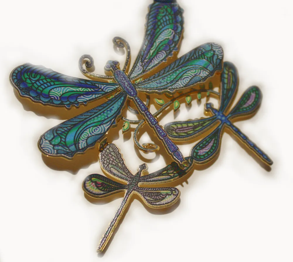 Dragonfly Collage Brass Ornament