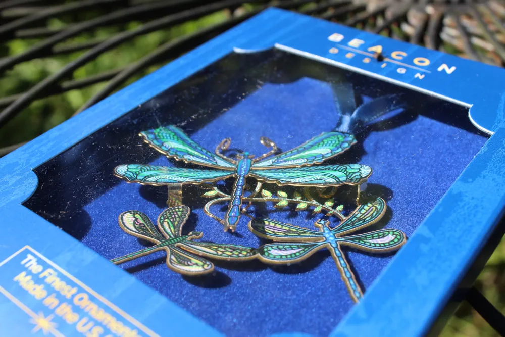 Dragonfly Collage Brass Ornament