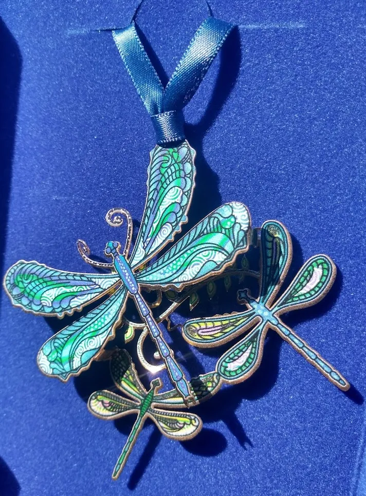 Dragonfly Collage Brass Ornament