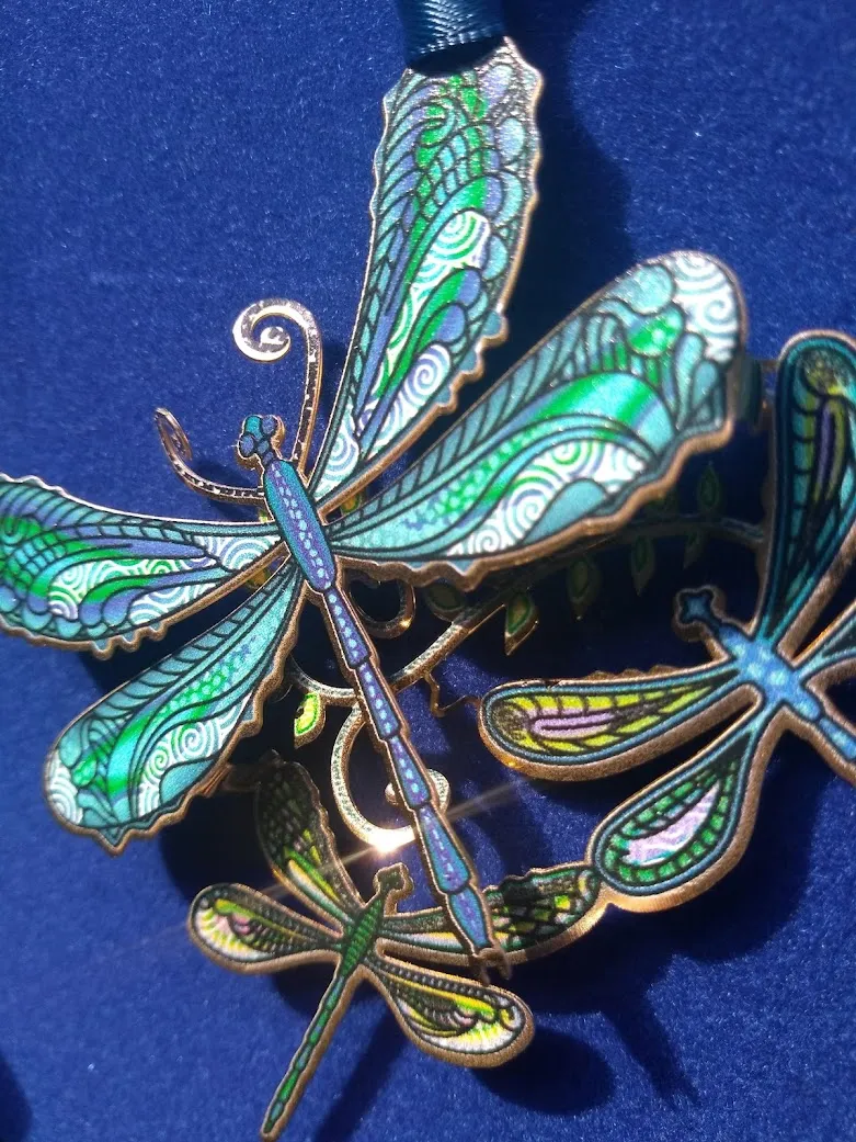 Dragonfly Collage Brass Ornament