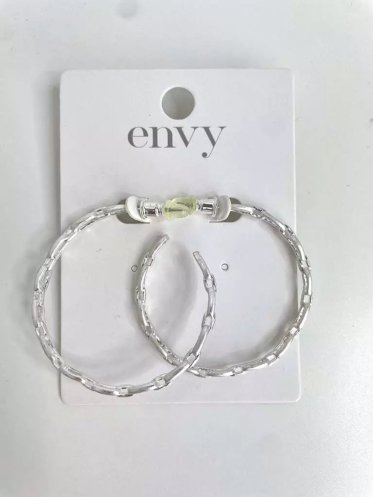 Envy Chain Link Hoop Earrings - Silver