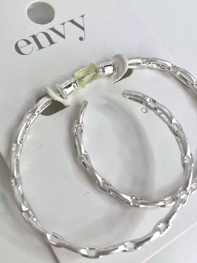 Envy Chain Link Hoop Earrings - Silver