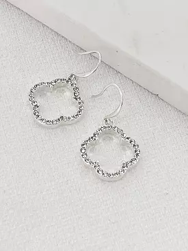 Envy Chunky Embellished Clover Drop Earrings - Silver